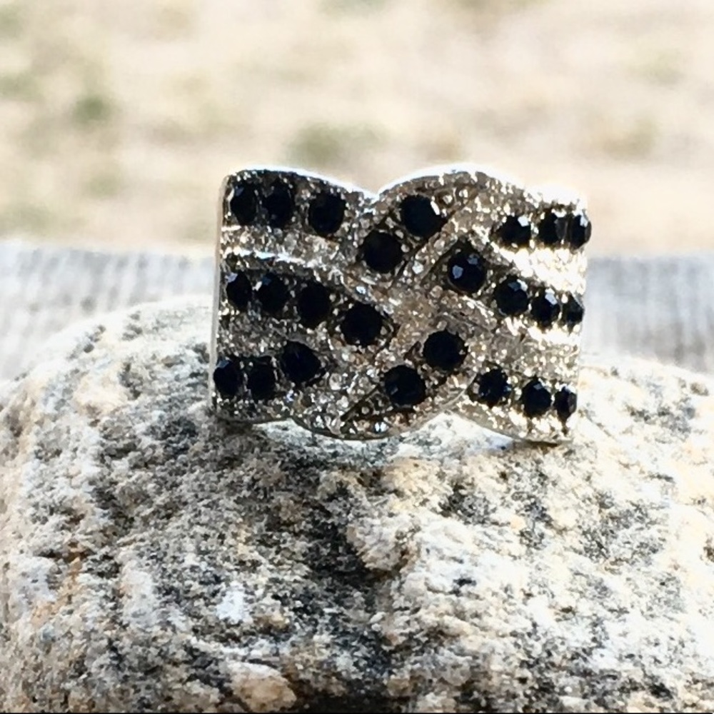 925 Silver plated ring with White & Blue topaz - Picture 6 of 7